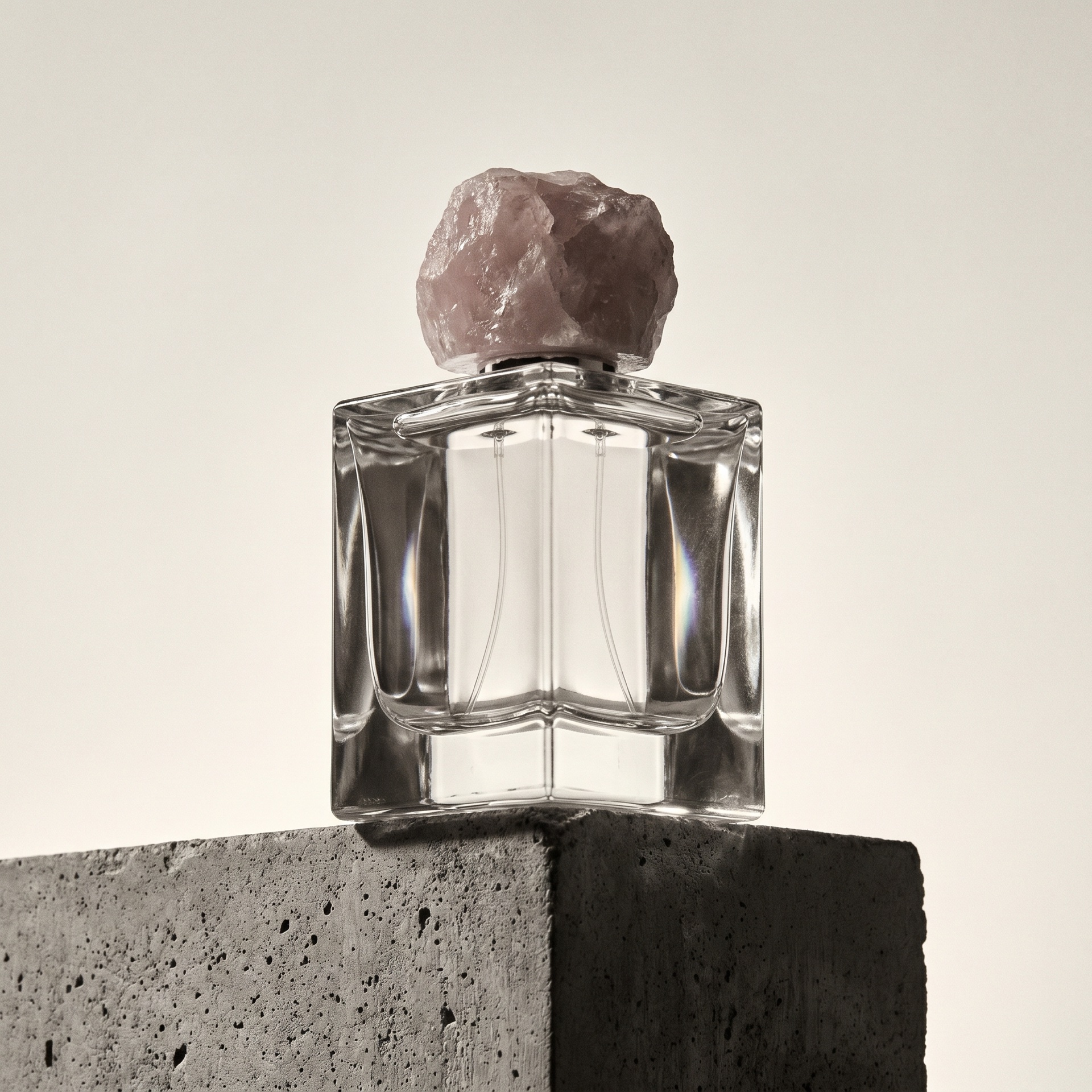 Perfume bottle on concrete