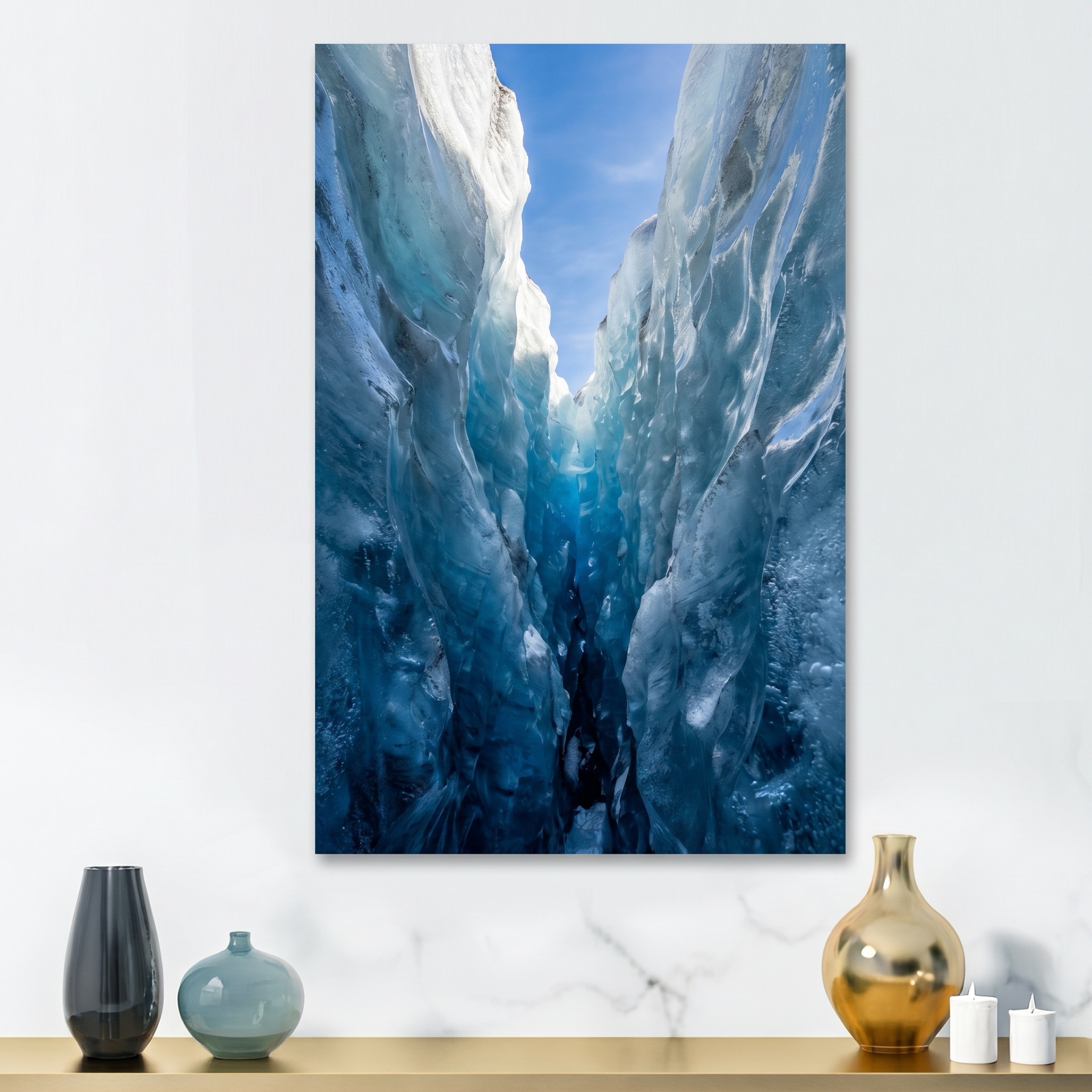 Glacier crevasse interior
