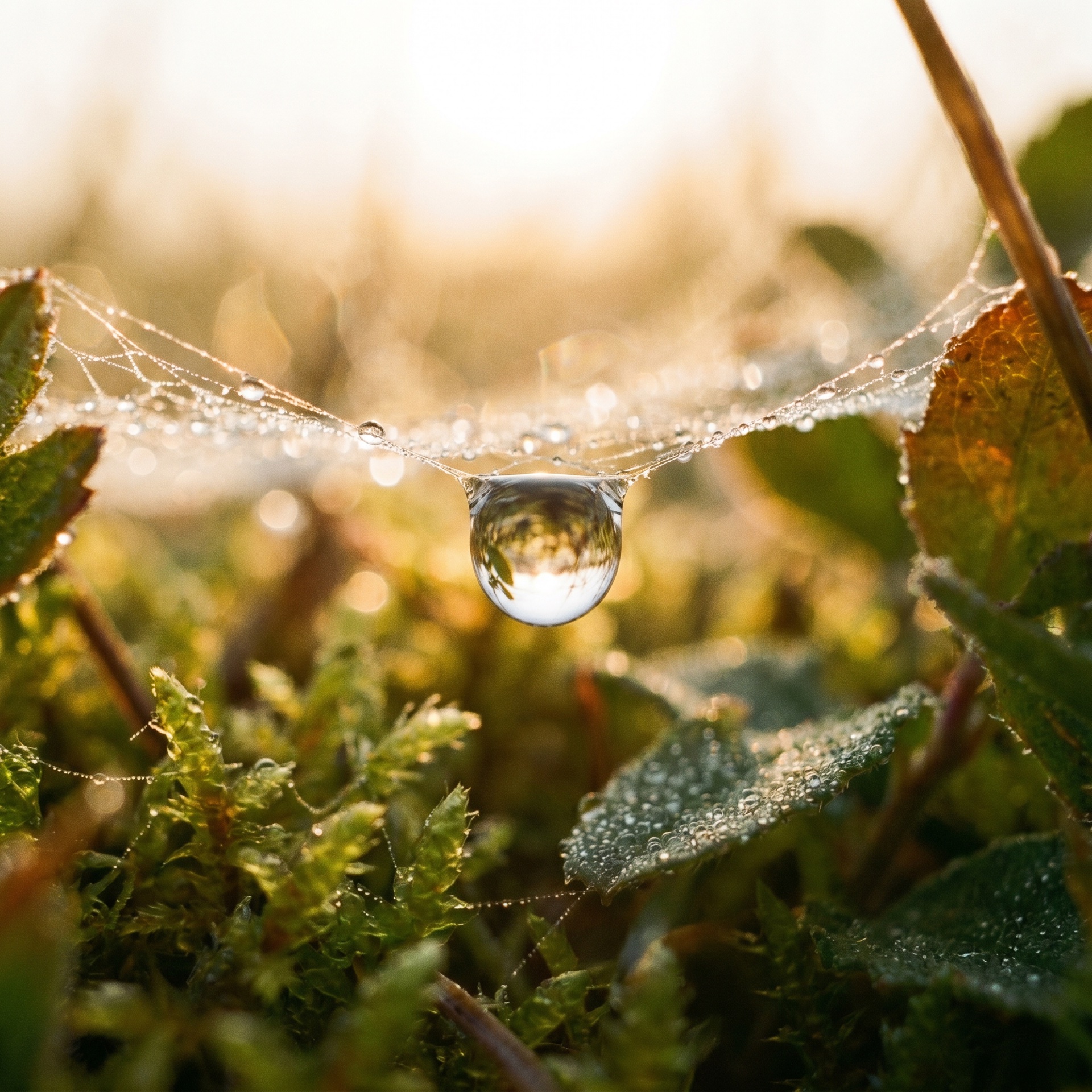 Water drop on spiderweb
